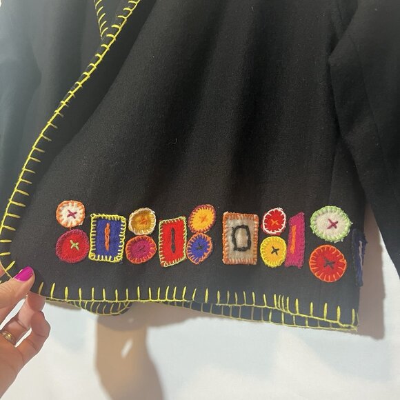 Breeches Women’s Wool Blend Vintage Jackets Médium Size Black Embroidery - Picture 8 of 10